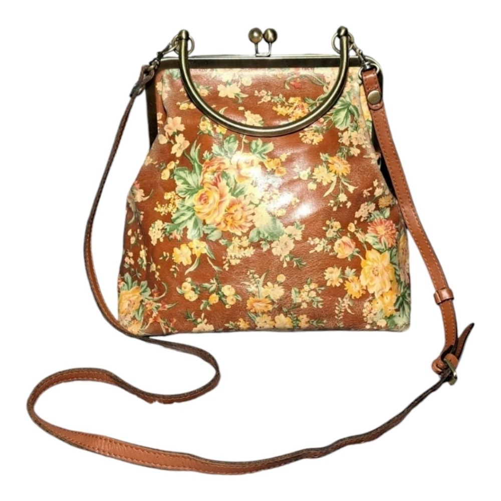 Patricia Nash Leather Novella Frame Bag Kisslock Extra Strap Vintage Garden New!